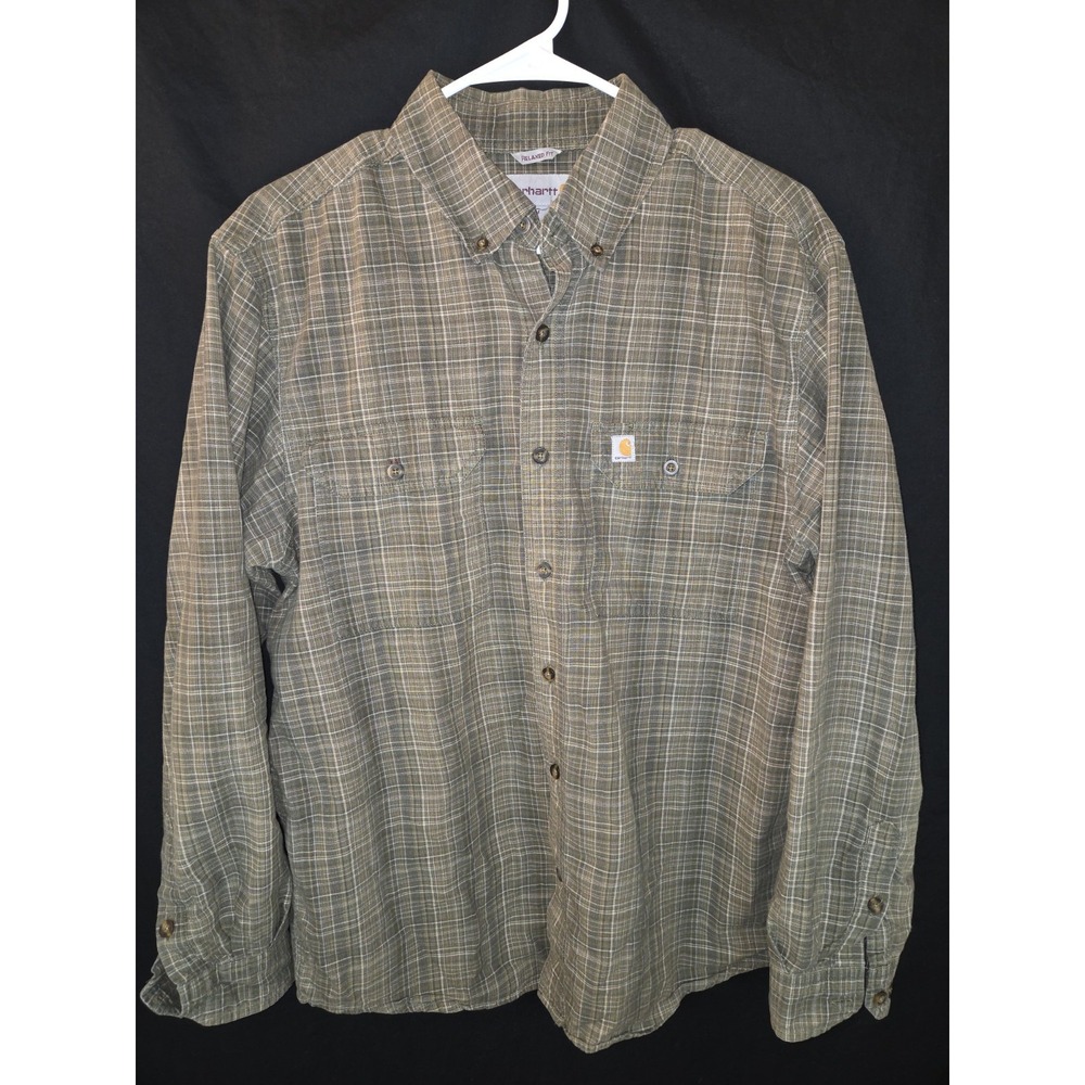 CARHARTT RELAXED‎ FIT LONG SLEEVE BUTTON UP SHIRT SIZE MEDIUM PLAID NEW SALE